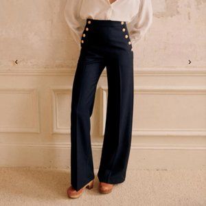 ISO Sezane Marino Trousers in Navy